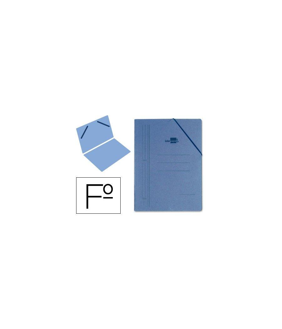 Carpeta liderpapel gomas folio sencilla cartón compacto azul pack 10 unidades - Imagen 2