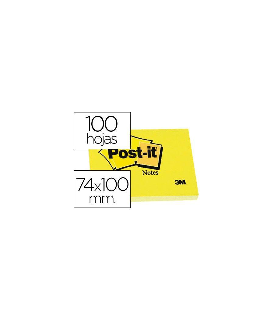 Bloc de notas adhesivas quita y pon post-it 74x100 mm con 100 hojas 657 pack 12 unidades - Imagen 2