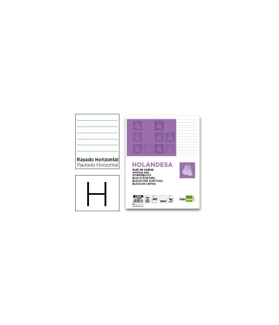 Bloc de cartas liderpapel rayado holandesa 40 hojas 60g/m2 pack 20 unidades - Imagen 2