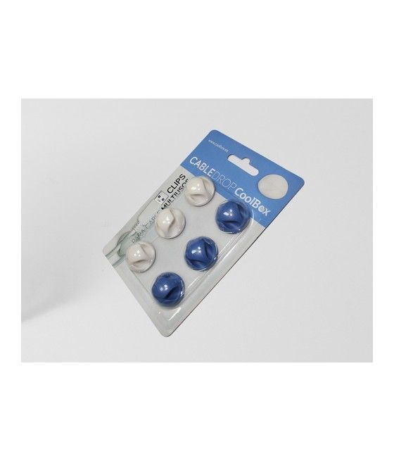CoolBox CABLEDROP abrazadera para cable Azul, Blanco 6 pieza(s) - Imagen 1