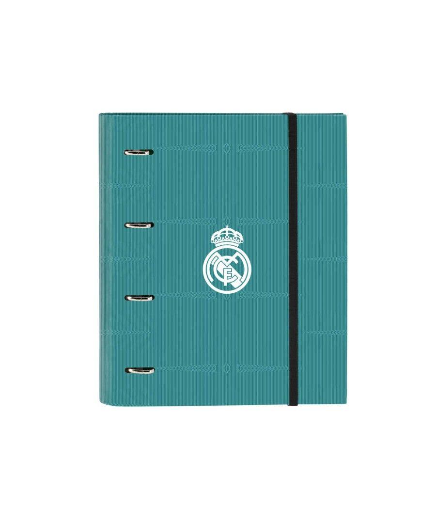 Carpeta con recambio safta din a4 tapa forrada 100 h 60 gr cuadro 5 mm 270x35x320 mm real madrid 3 equipacion - Imagen 2