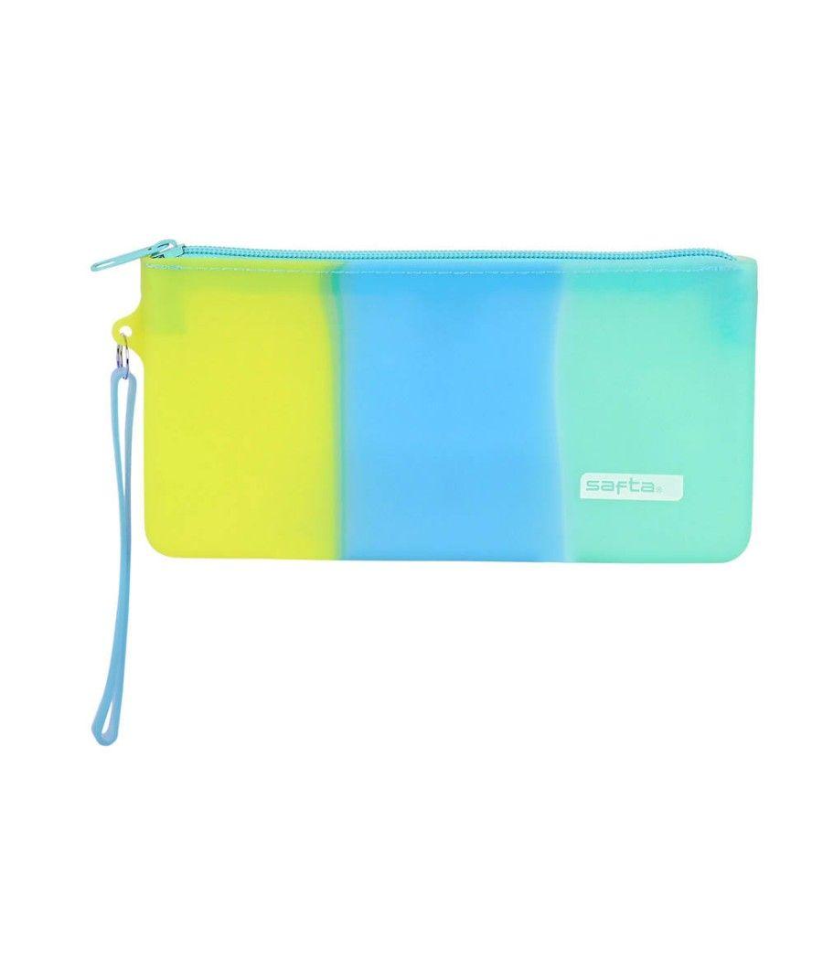 Bolso escolar safta portatodo tricolor plano silicona 210x20x105 mm - Imagen 2