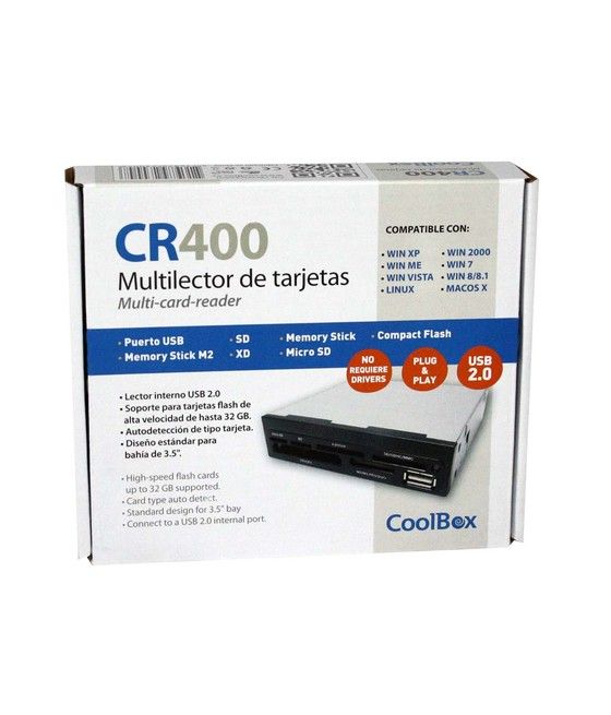 CoolBox CR-400V2 lector de tarjeta Interno Negro - Imagen 4