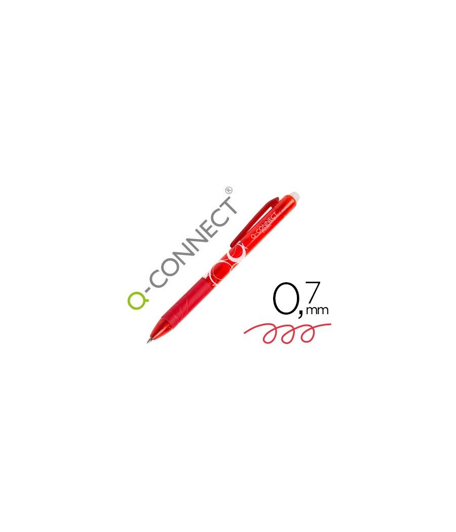 Bolígrafo q-connect retráctil borrable 0,7 mm color rojo pack 10 unidades - Imagen 1
