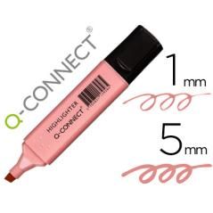 Rotulador q-connect fluorescente pastel rosa punta biselada pack 10 unidades - Imagen 1