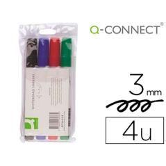 Rotulador q-connect pizarra blanca 4 colores surtidos punta redonda 3.0 mm - Imagen 1