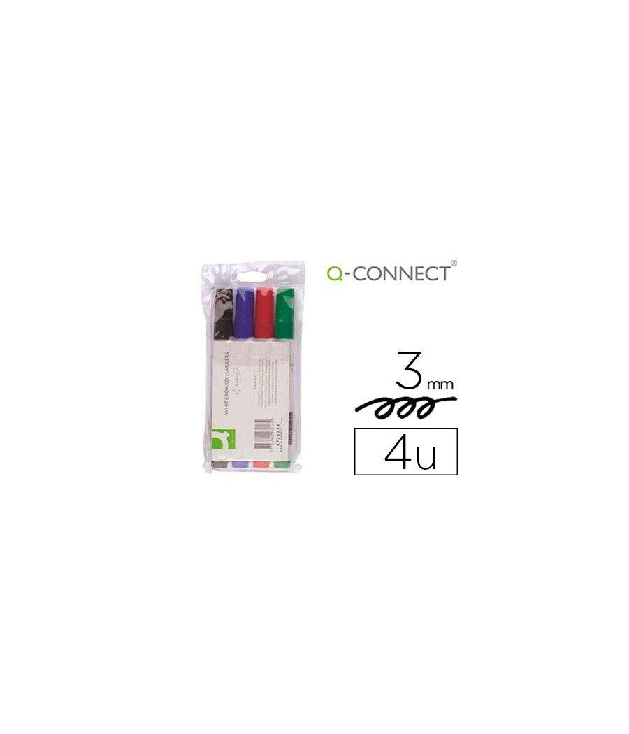 Rotulador q-connect pizarra blanca 4 colores surtidos punta redonda 3.0 mm - Imagen 1