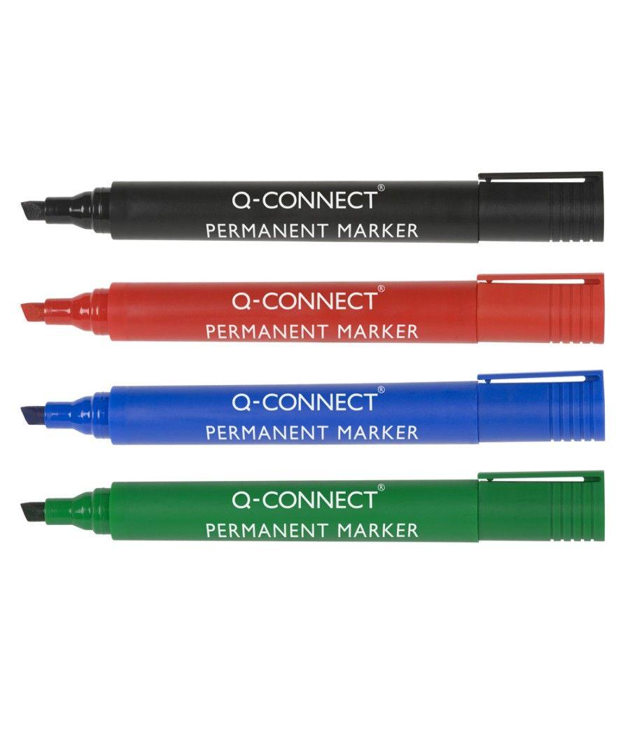 Rotulador q-connect marcador permanente estuche de 4 colores surtidos punta biselada 5.0 mm - Imagen 2