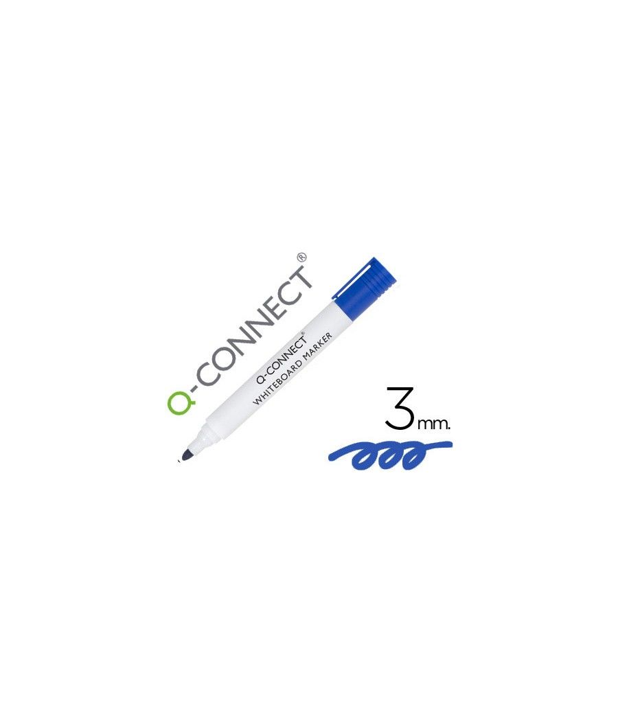 Rotulador q-connect pizarra blanca color azul punta redonda 3.0 mm pack 10 unidades - Imagen 1