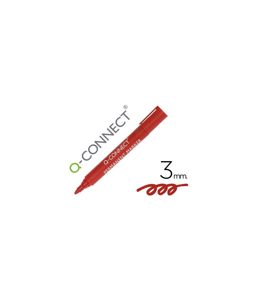 Rotulador q-connect marcador permanente rojo punta redonda 3.0 mm pack 10 unidades - Imagen 1