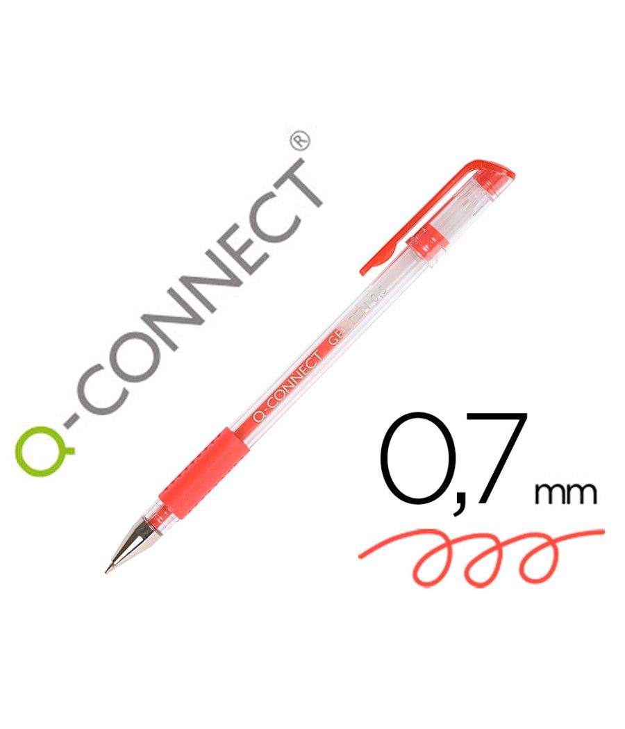 Bolígrafo q-connect tinta gel rojo 0.7 mm sujecion de caucho pack 10 unidades - Imagen 1
