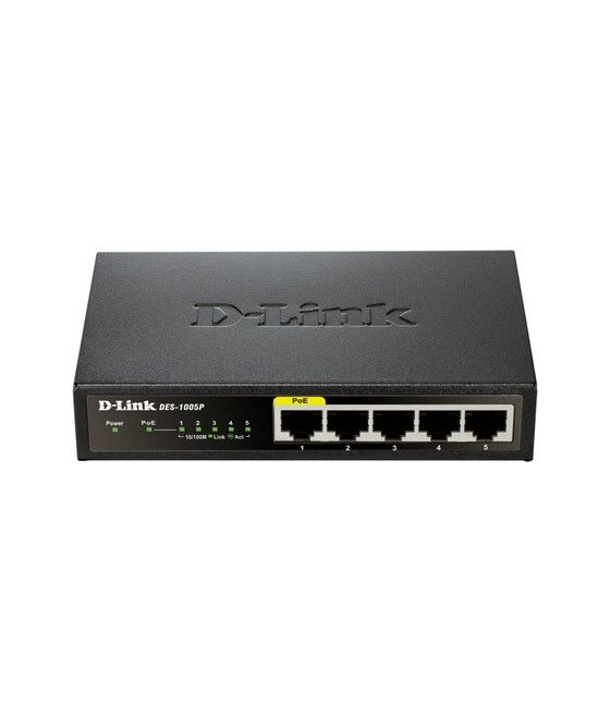 D-Link DES-1005P/E switch No administrado L2 Fast Ethernet (10/100) Energía sobre Ethernet (PoE) Negro - Imagen 1