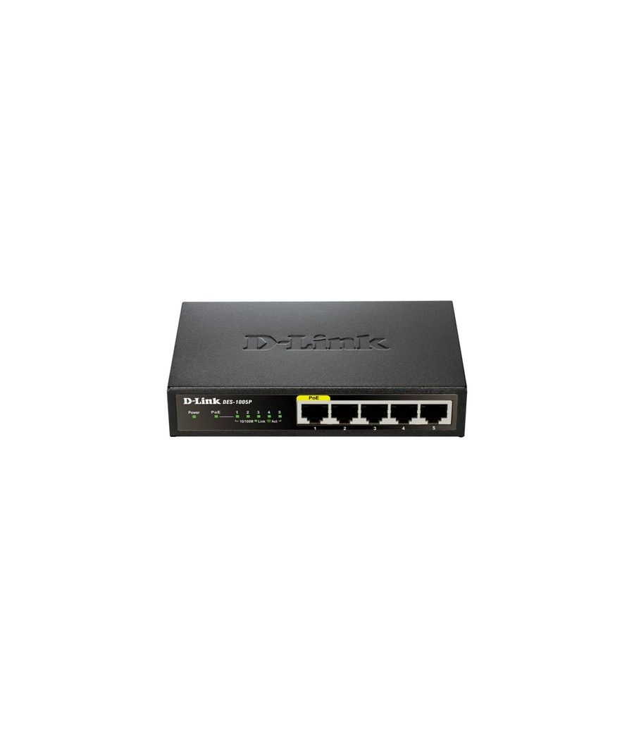 D-Link DES-1005P/E switch No administrado L2 Fast Ethernet (10/100) Energía sobre Ethernet (PoE) Negro - Imagen 1