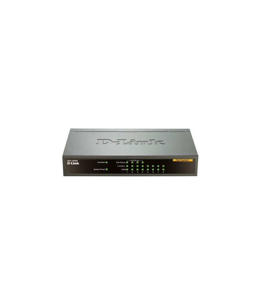D-Link DES-1008PA switch No administrado Fast Ethernet (10/100) Energía sobre Ethernet (PoE) Negro - Imagen 2