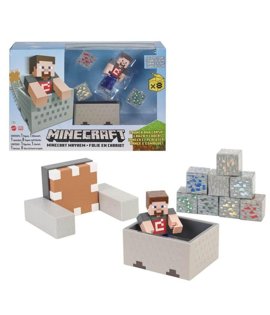 Figura mattel minecraft vagoneta explosiva lanza y choca - Imagen 1