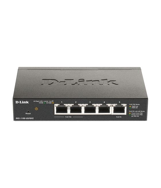 D-Link DGS-1100-05PDV2 switch Gestionado Gigabit Ethernet (10/100/1000) Energía sobre Ethernet (PoE) Negro - Imagen 1
