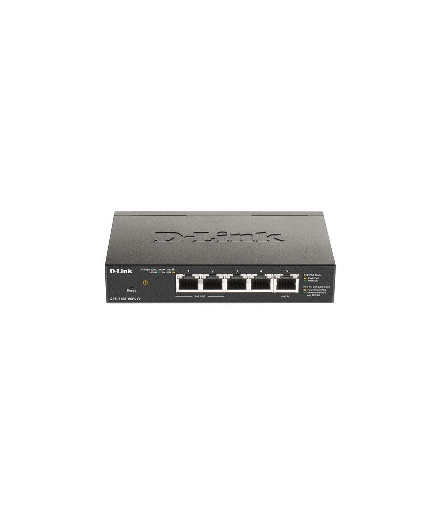 D-Link DGS-1100-05PDV2 switch Gestionado Gigabit Ethernet (10/100/1000) Energía sobre Ethernet (PoE) Negro - Imagen 1