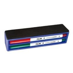 Milan borrador magnético para pizarra blanca. contiene 4 rotuladores para pizarra blanca (color negro, azul, rojo y verde). - Im