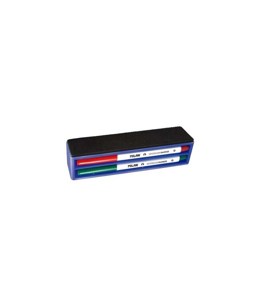 Milan borrador magnético para pizarra blanca. contiene 4 rotuladores para pizarra blanca (color negro, azul, rojo y verde). - Im