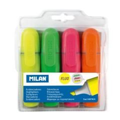Milan 4 rotuladores fluorescentes color amarillo, naranja, rosa, verde. punta biselada 1 - 4,8 mm - Imagen 1