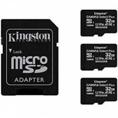 Memoria micro sdhc 32gb kingston canvas select+adapt pack de 3 unidades - cl10 - r: 100mb - s w:85mb - s - Imagen 1