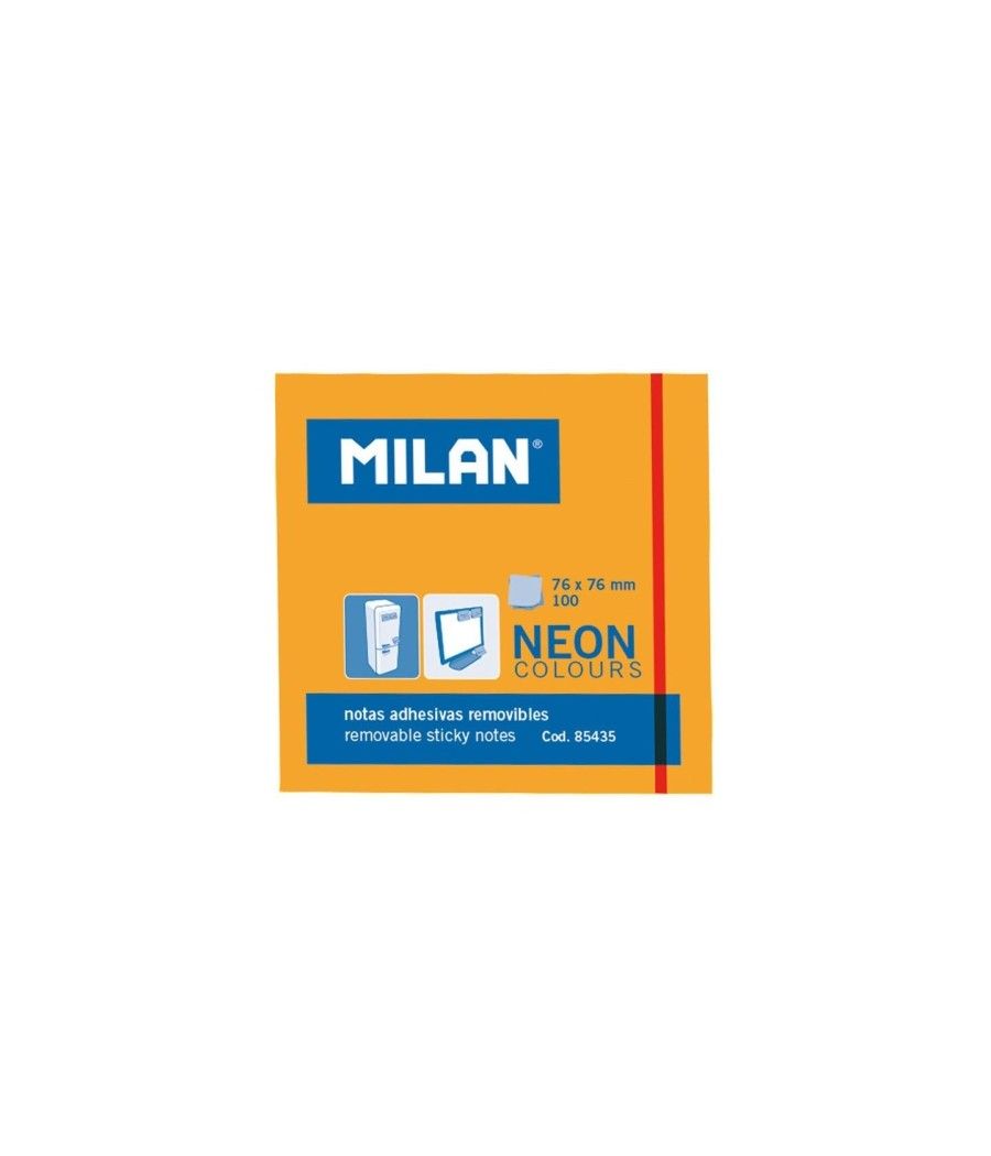 Milan bloc notas adhesivas 100 hojas 76x76mm naranja neÓn -10u- - Imagen 1