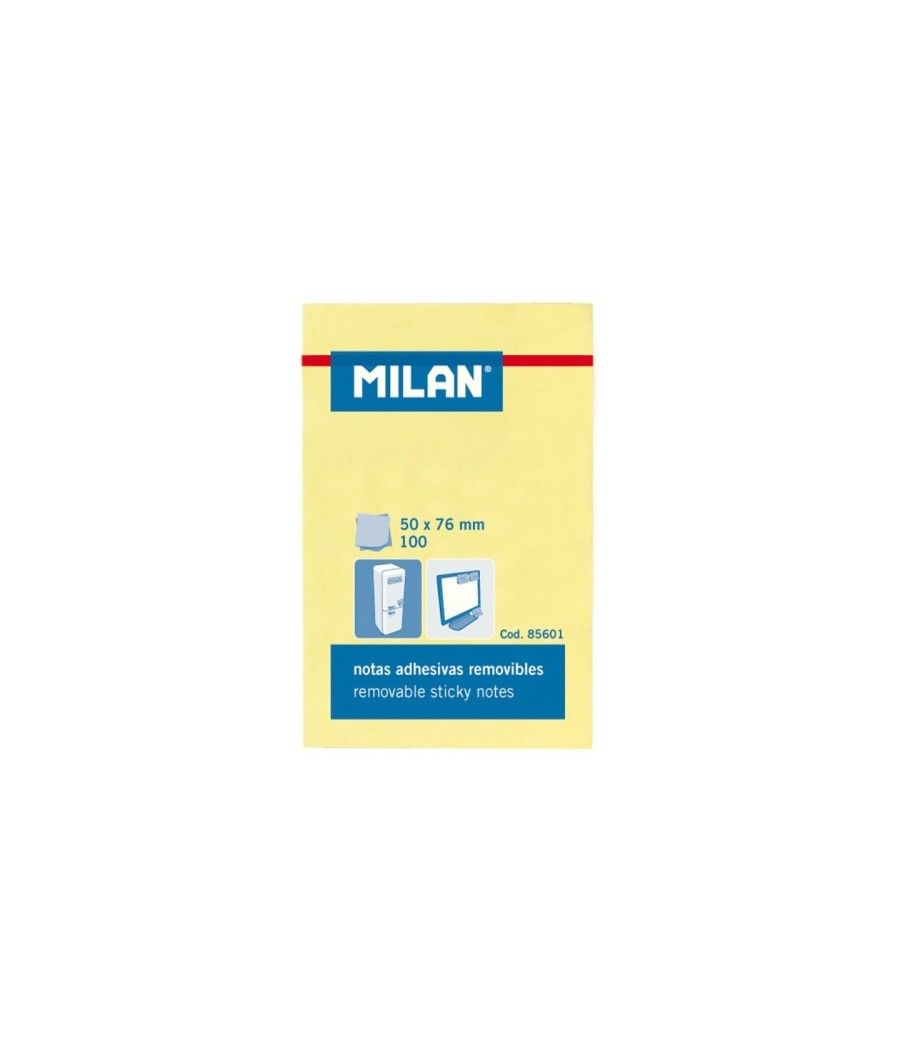 Milan bloc notas adhesivas 100 hojas 50x76mm amarillo -10u- - Imagen 1