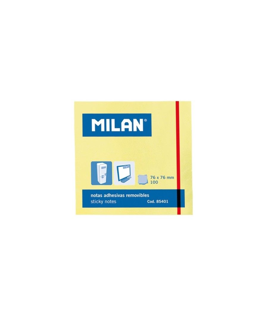 Milan bloc notas adhesivas 100 hojas 76x76mm amarillo -10u- - Imagen 1