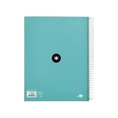 Cuaderno espiral liderpapel a4 micro antartik tapa forrada 120h 100 gr liso 5 bandas 4 taladros color menta - Imagen 3