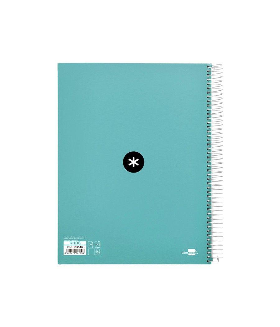 Cuaderno espiral liderpapel a4 micro antartik tapa forrada 120h 100 gr liso 5 bandas 4 taladros color menta - Imagen 3