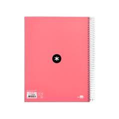 Cuaderno espiral liderpapel a4 micro antartik tapa forrada 120h 100 gr liso 5 bandas 4 taladros color coral - Imagen 3