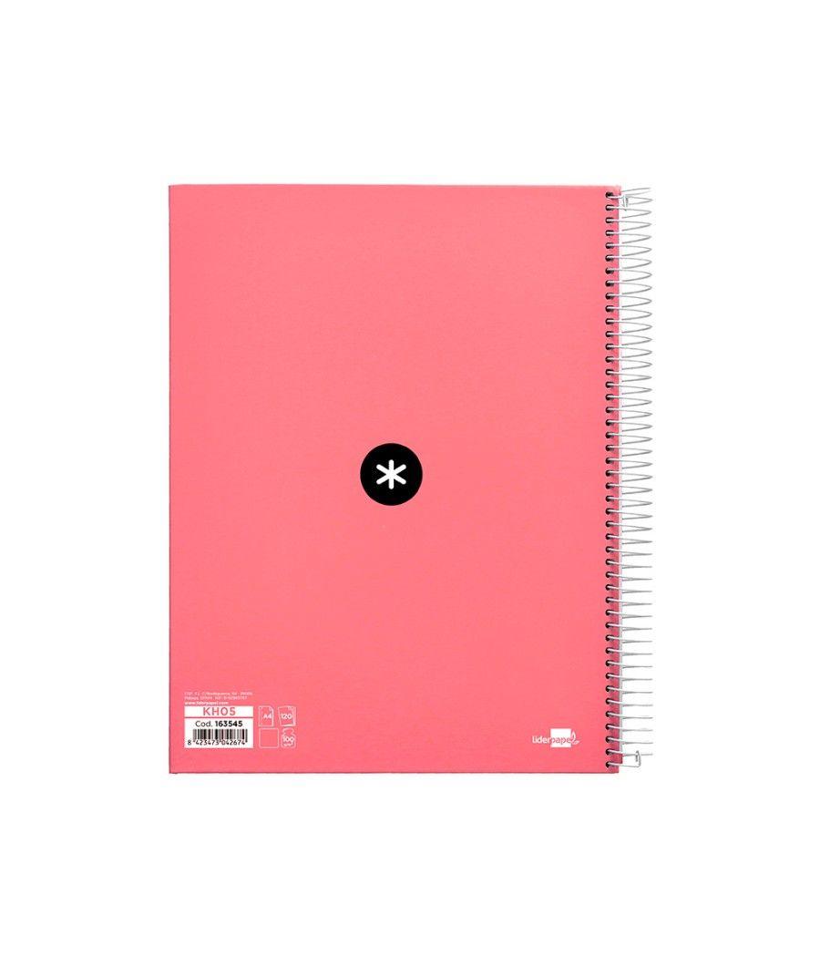 Cuaderno espiral liderpapel a4 micro antartik tapa forrada 120h 100 gr liso 5 bandas 4 taladros color coral - Imagen 3