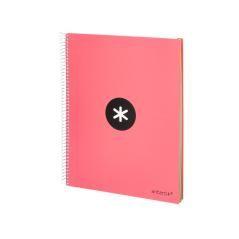 Cuaderno espiral liderpapel a4 micro antartik tapa forrada 120h 100 gr liso 5 bandas 4 taladros color coral - Imagen 4