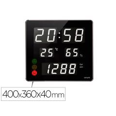 Reloj orium cep con medidor de co2 pantalla led alarma personalizable y sensor de infrarrojos 400x360x40 mm - Imagen 1