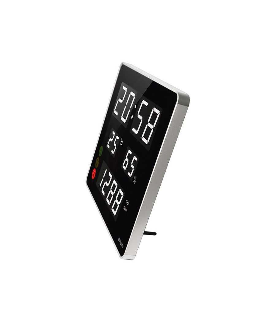 Reloj orium cep con medidor de co2 pantalla led alarma personalizable y sensor de infrarrojos 400x360x40 mm - Imagen 3
