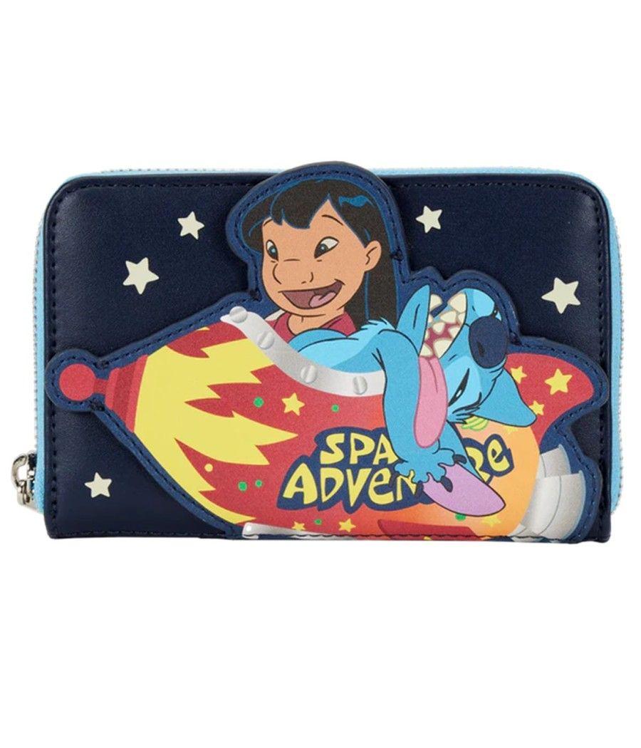 Cartera loungefly disney lilo & stitch aventura espacial lilo & stitch zip around wallet - Imagen 1