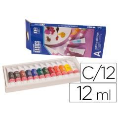 Pintura acrílica artist caja cartón de 12 colores surtidos tubo de 12 ml - Imagen 1