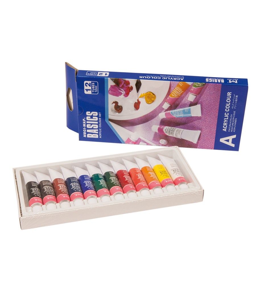 Pintura acrílica artist caja cartón de 12 colores surtidos tubo de 12 ml - Imagen 2