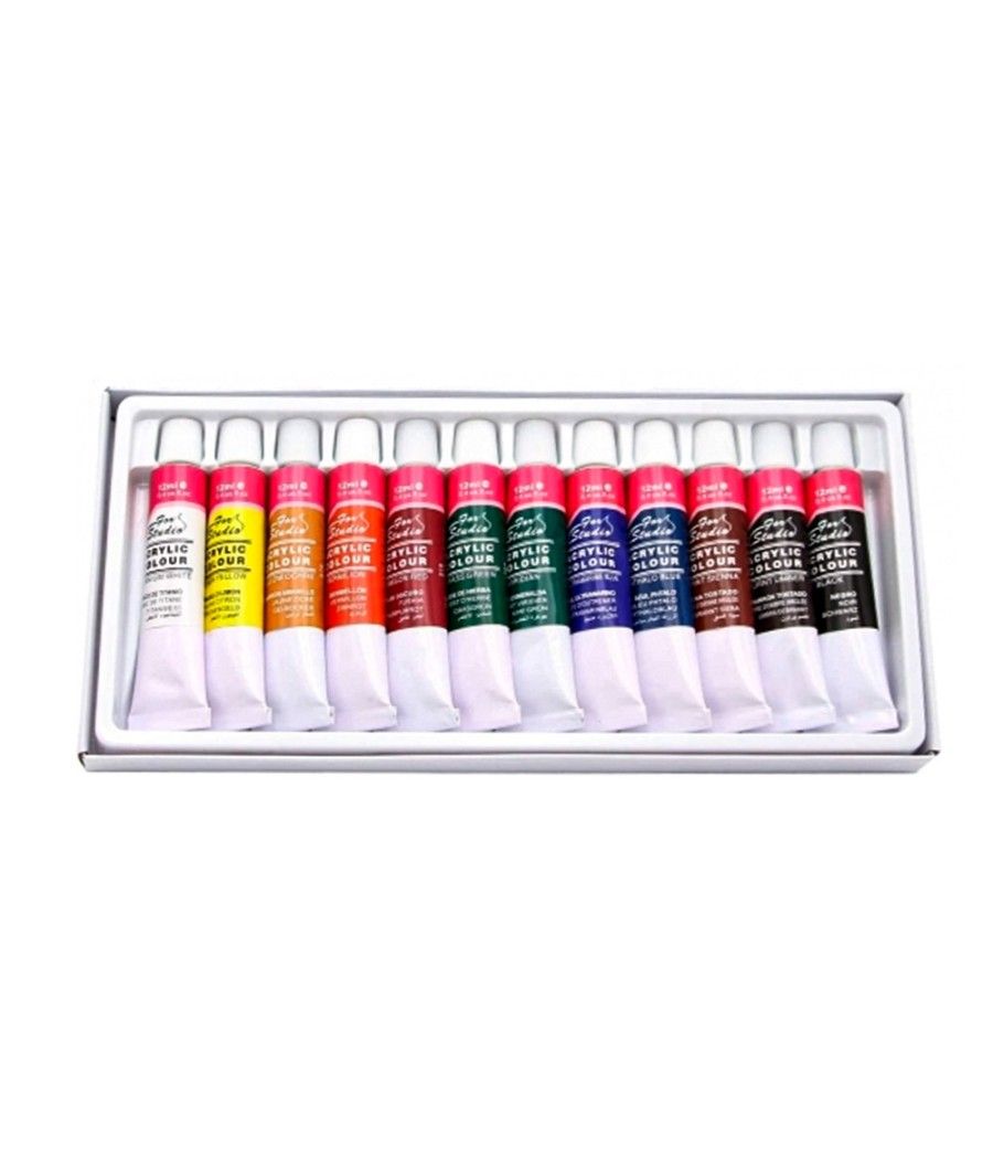 Pintura acrílica artist caja cartón de 12 colores surtidos tubo de 12 ml - Imagen 5
