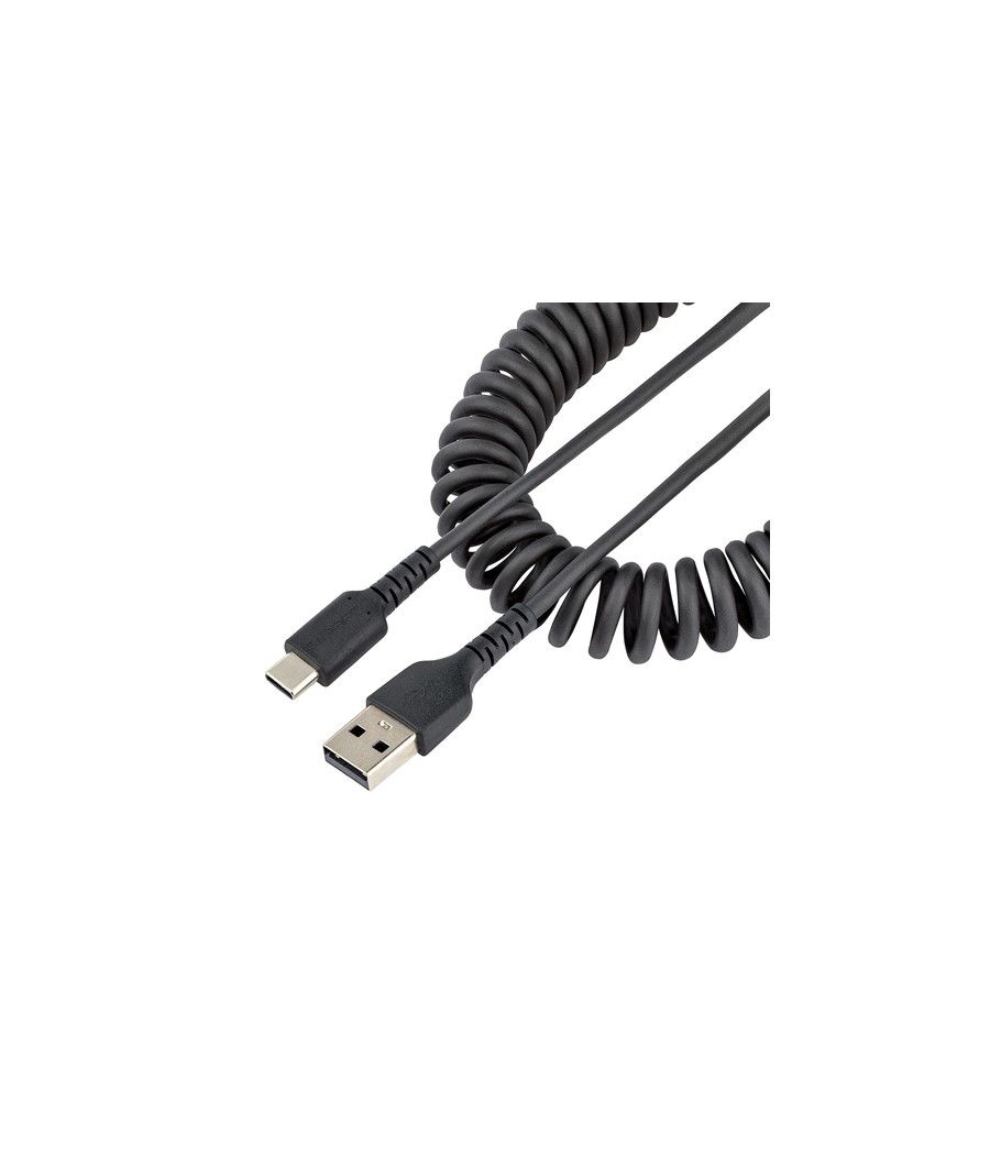 StarTech.com Cable de 50cm de Carga USB A a USB C, Cable USB Tipo C Rizado de Carga Rápida y Servicio Pesado, Cable USB 2.0 A a 
