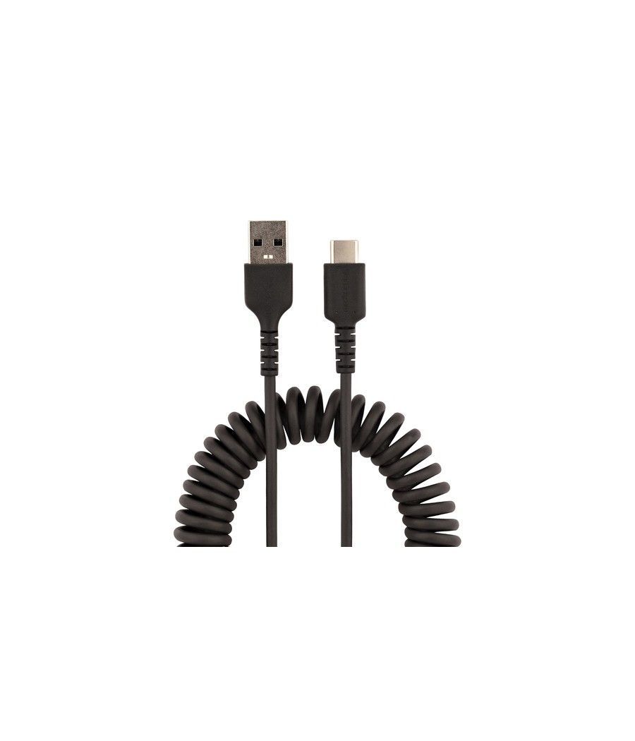 StarTech.com Cable de 50cm de Carga USB A a USB C, Cable USB Tipo C Rizado de Carga Rápida y Servicio Pesado, Cable USB 2.0 A a 