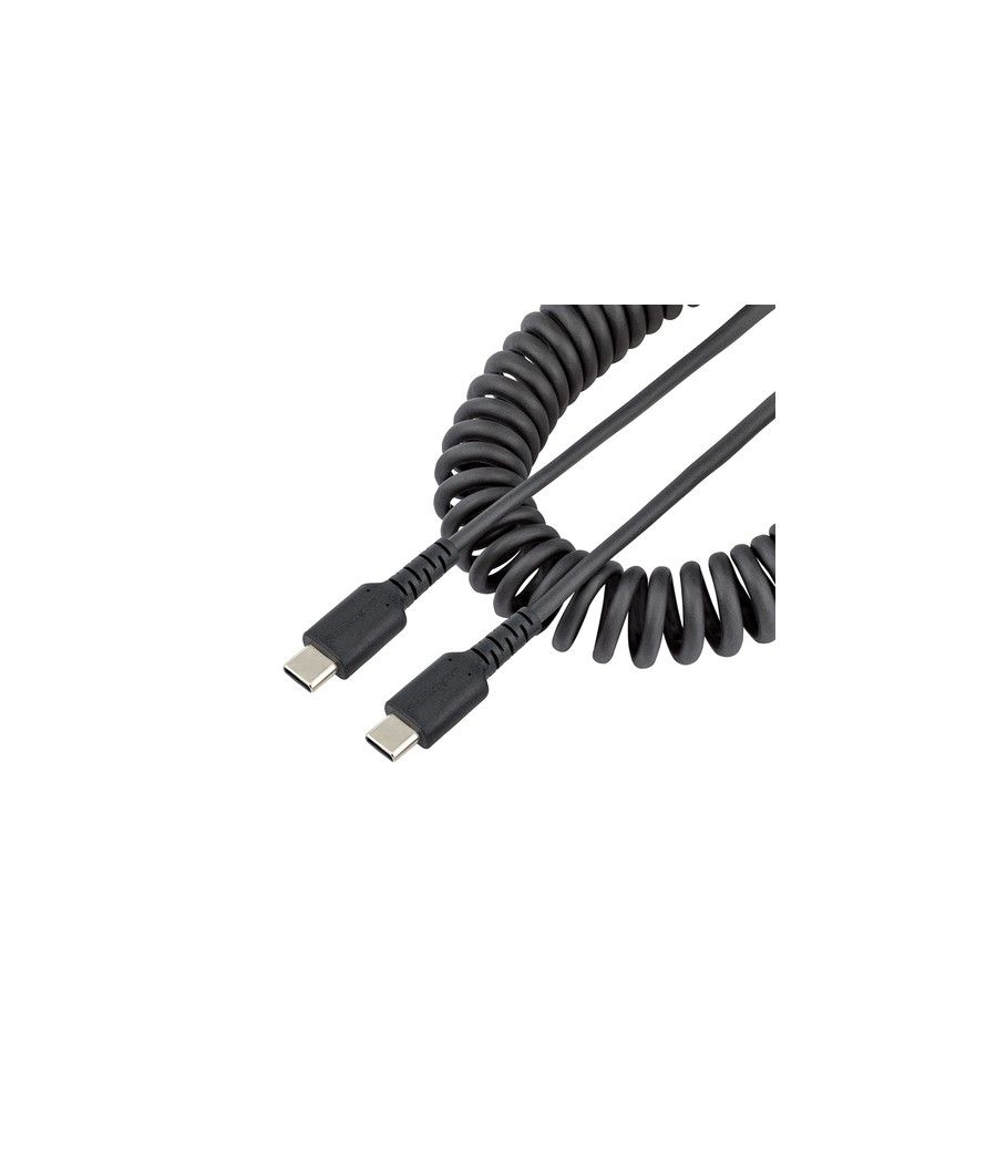 StarTech.com Cable de 1m de Carga USB C a USB C, Cable USB Tipo C Rizado de Carga Rápida y Servicio Pesado, Cable USB 2.0 USBC, 