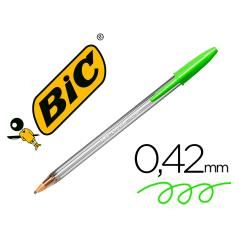 Bolígrafo bic cristal fun verde lima punta 1,6 mm pack 20 unidades - Imagen 1