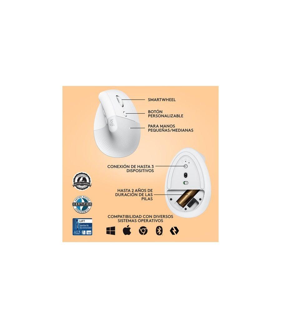 Logitech Lift ratón mano derecha RF inalámbrica + Bluetooth 4000 DPI - Imagen 5