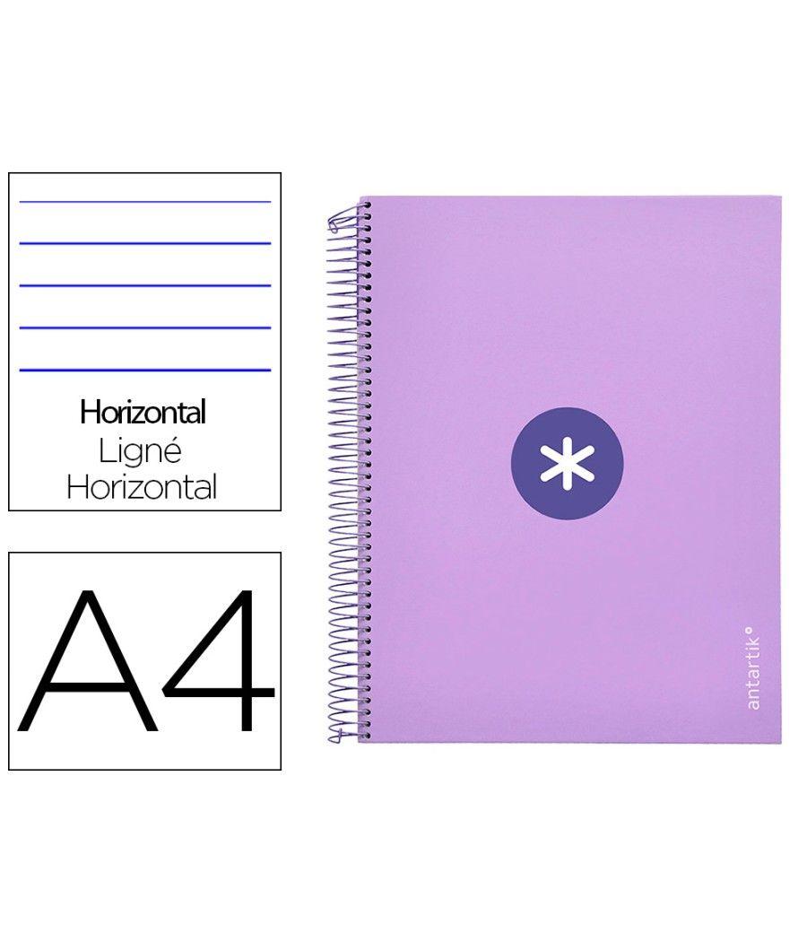 Cuaderno espiral liderpapel a4 micro antartik tapa forrada 120h 100 gr horizontal 5 banda4 taladros color lavanda - Imagen 1