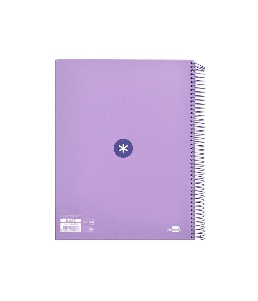 Cuaderno espiral liderpapel a4 micro antartik tapa forrada 120h 100 gr horizontal 5 banda4 taladros color lavanda - Imagen 3