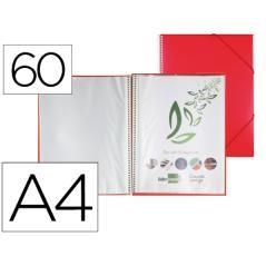 Carpeta liderpapel escaparate con espiral 60 fundas polipropileno din a4 rojo - Imagen 1