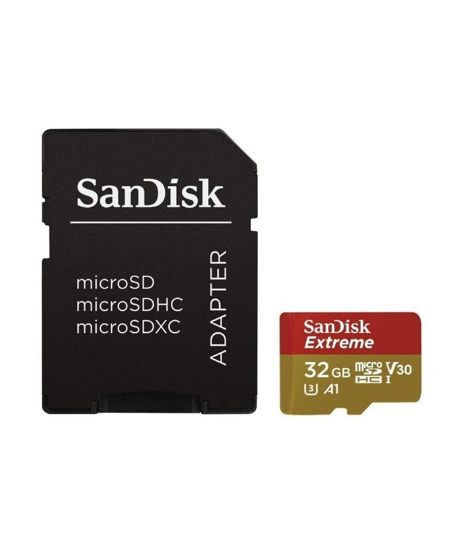 Tarjeta de memoria sandisk extreme 32gb microsd hc uhs-i con adaptador/ clase 10/ 100mbs - Imagen 1
