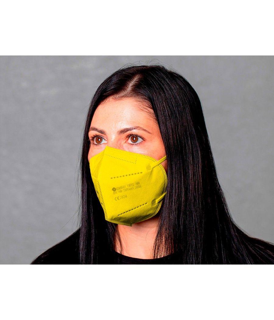 Mascarilla facial ffp2 autofiltrante certificado ce con ajuste nasal embolsada individualmente color amarillo pack 10 unidades -