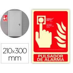 Pictograma archivo 2000 pulsador de alarma pvc rojo luminiscente 210x300 mm - Imagen 1